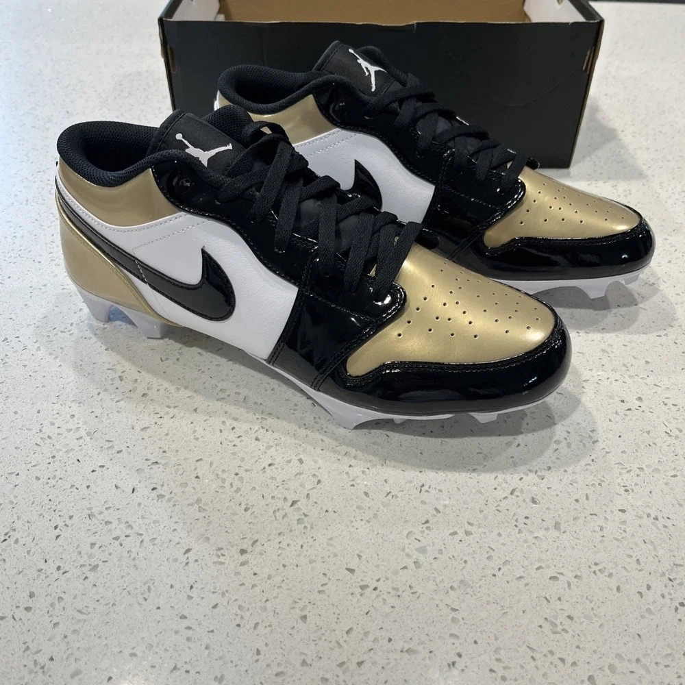 Nike Jordan 1 Low TD 'Gold Toe' Football Cleat FJ6245-701 Sz 12